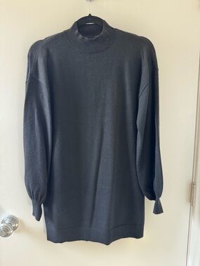 Black Mock-Neck Sweater Dress